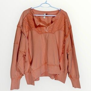 Anthropologie Pilcro Pintuck Sweatshirt – Peach/Orange – Size XL